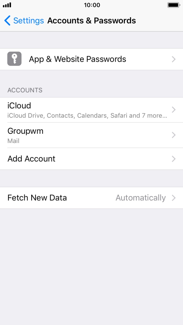 Press the name of the email account you've just set up. Press the name of the email account you've just set up.