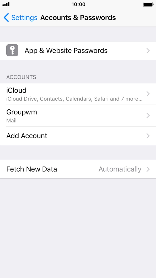 Press the name of the email account you've just set up. Press the name of the email account you've just set up.
