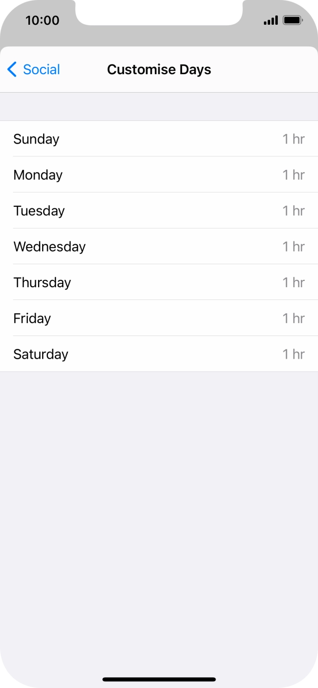 Press the required days.