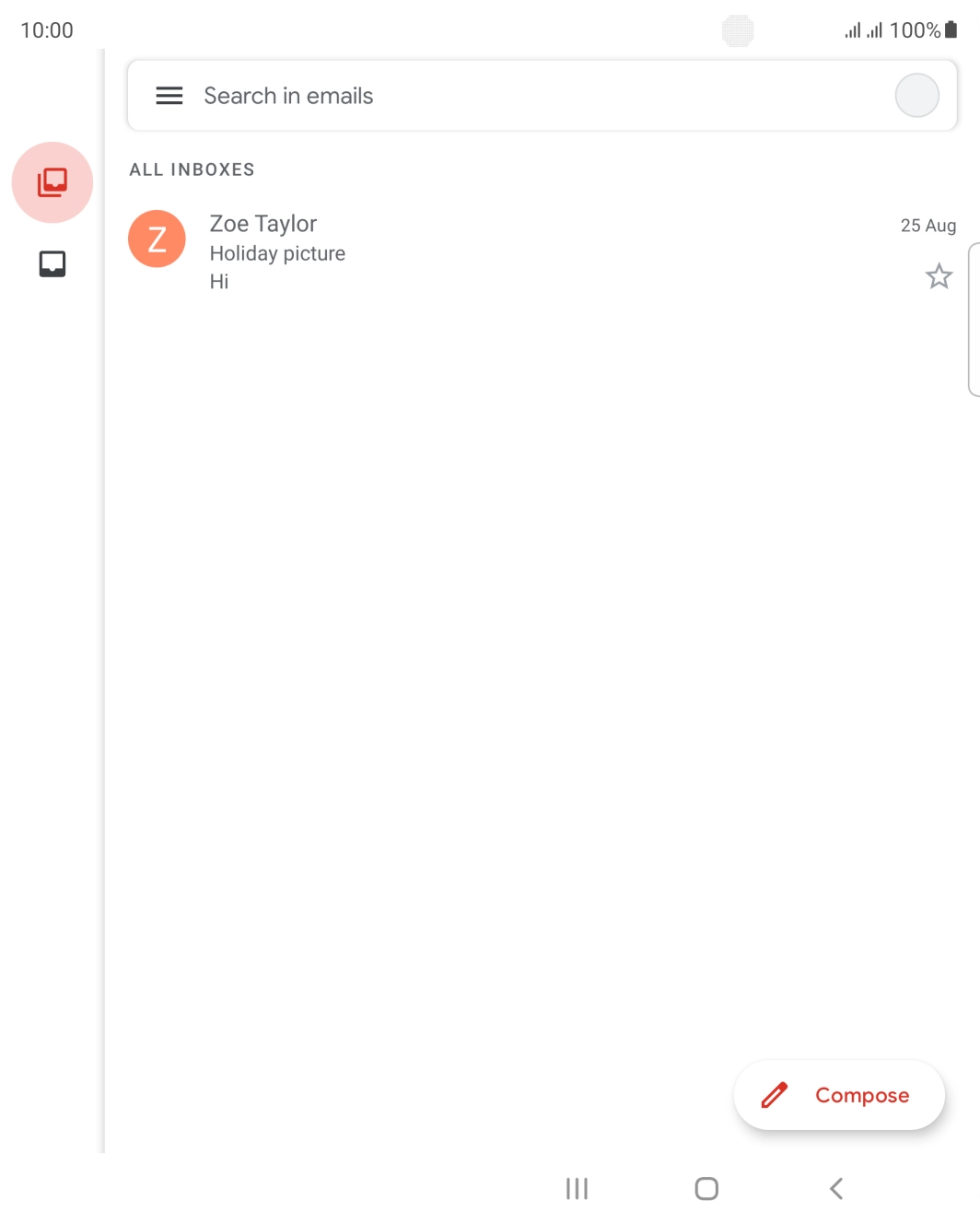 Press the email account icon. Press the email account icon.