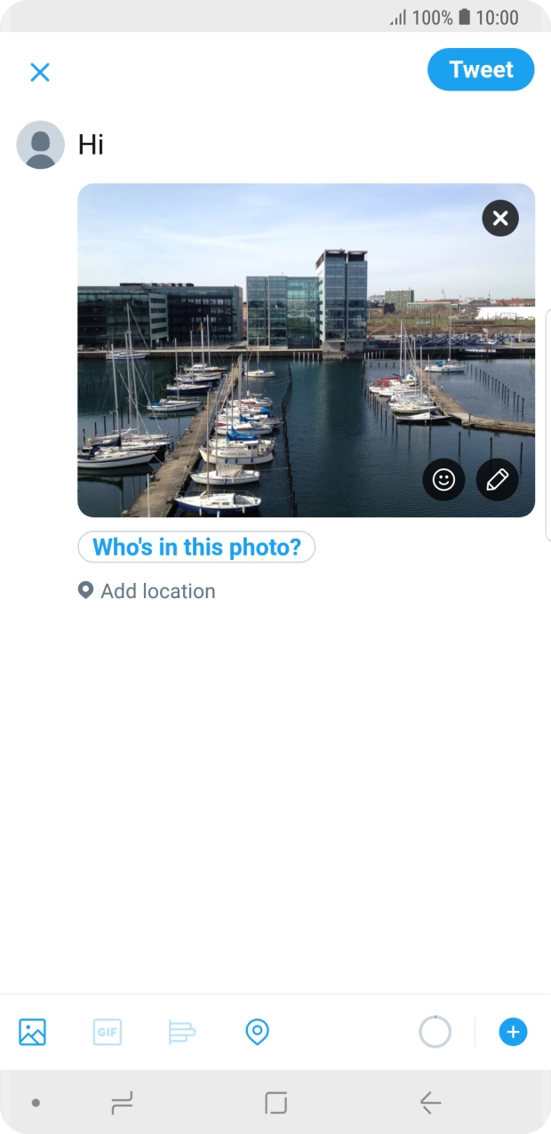 Write the required text and press Tweet. Write the required text and press Tweet.