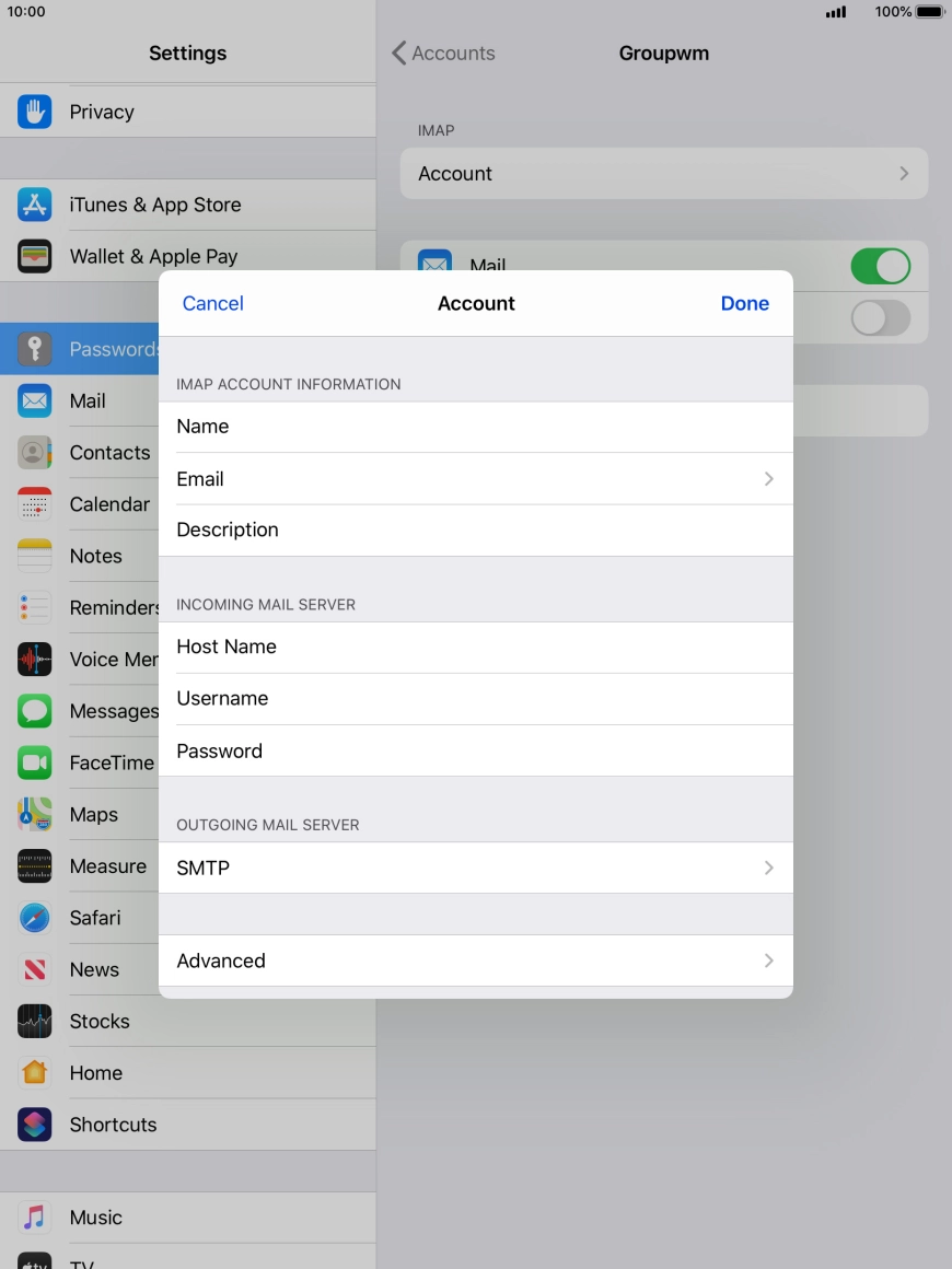 Press SMTP. Press SMTP.