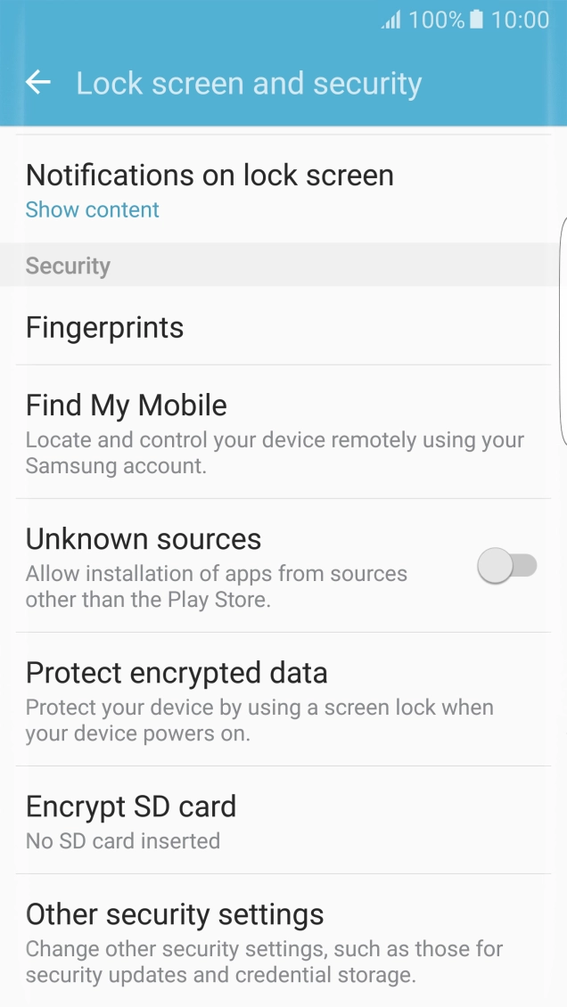 Press Other security settings. Press Other security settings.