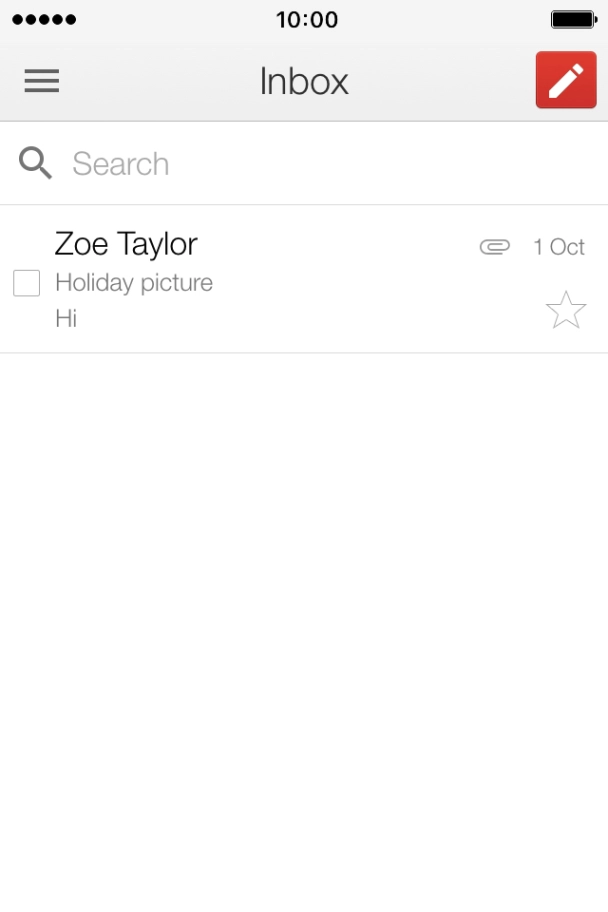 Press the new email icon. Press the new email icon.