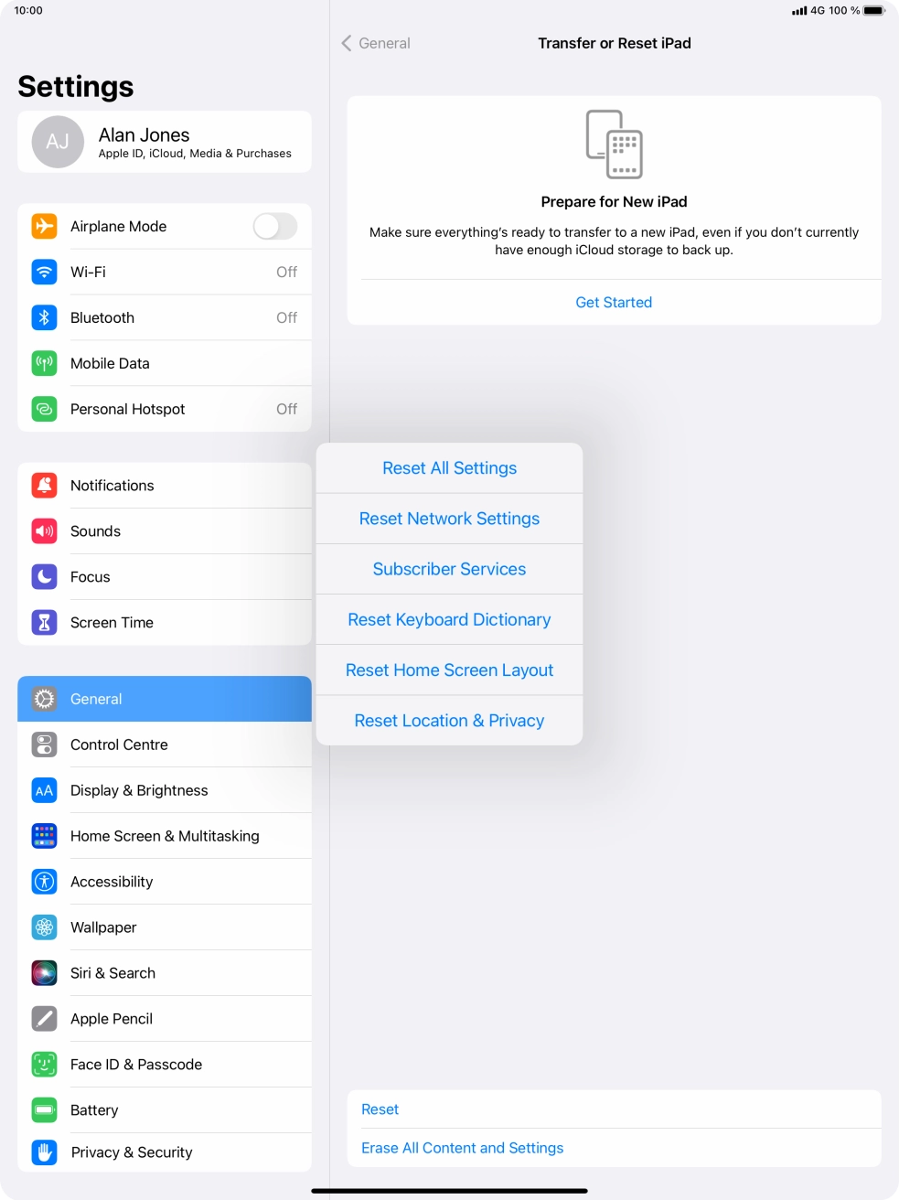 Press Reset All Settings. Press Reset All Settings.