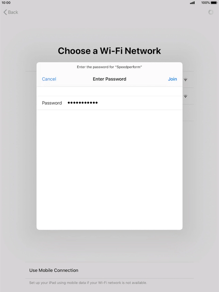 Key in the password for the Wi-Fi network and press Join. Key in the password for the Wi-Fi network and press Join.