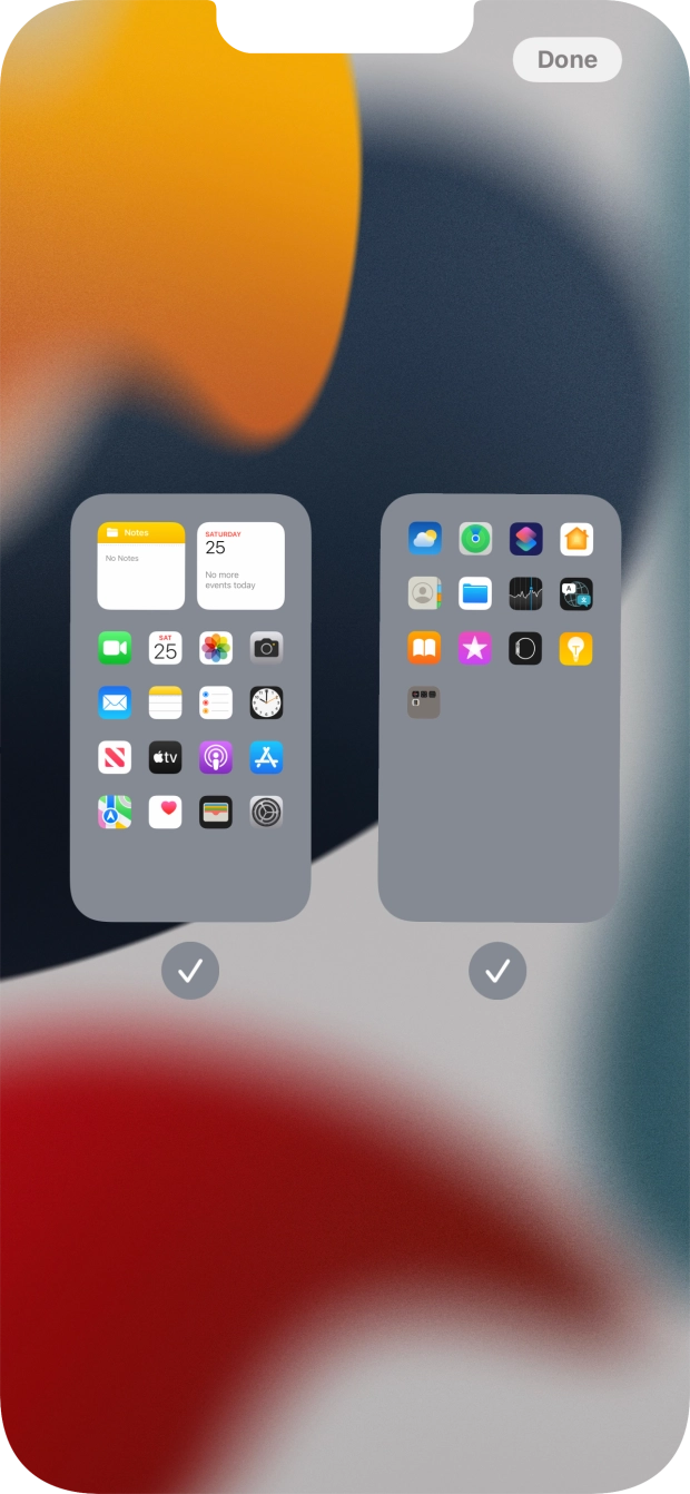 Press the fields below the required home screens to select or deselect them. Press the fields below the required home screens to select or deselect them.