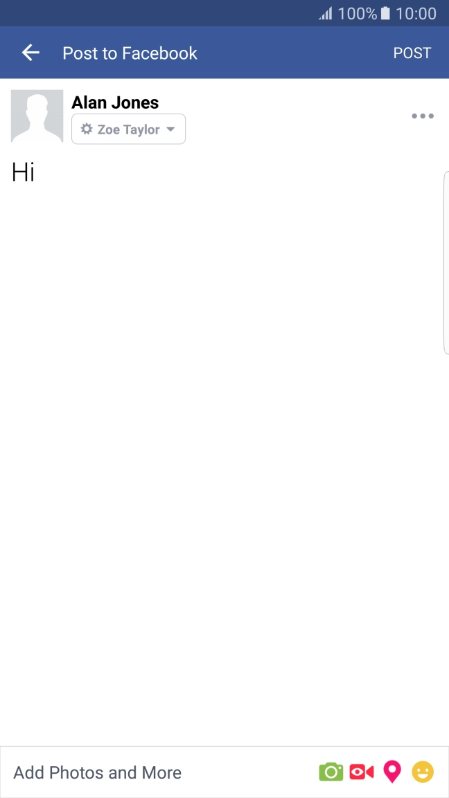 Write the required text and press POST.
