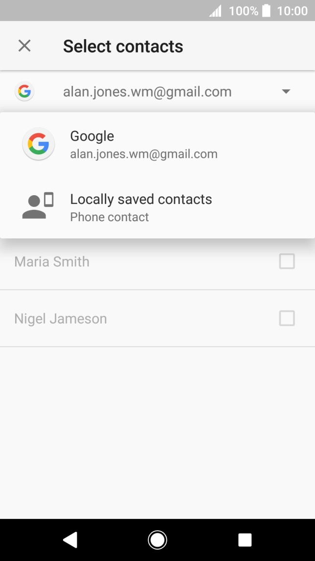 Press Locally saved contacts. Press Locally saved contacts.