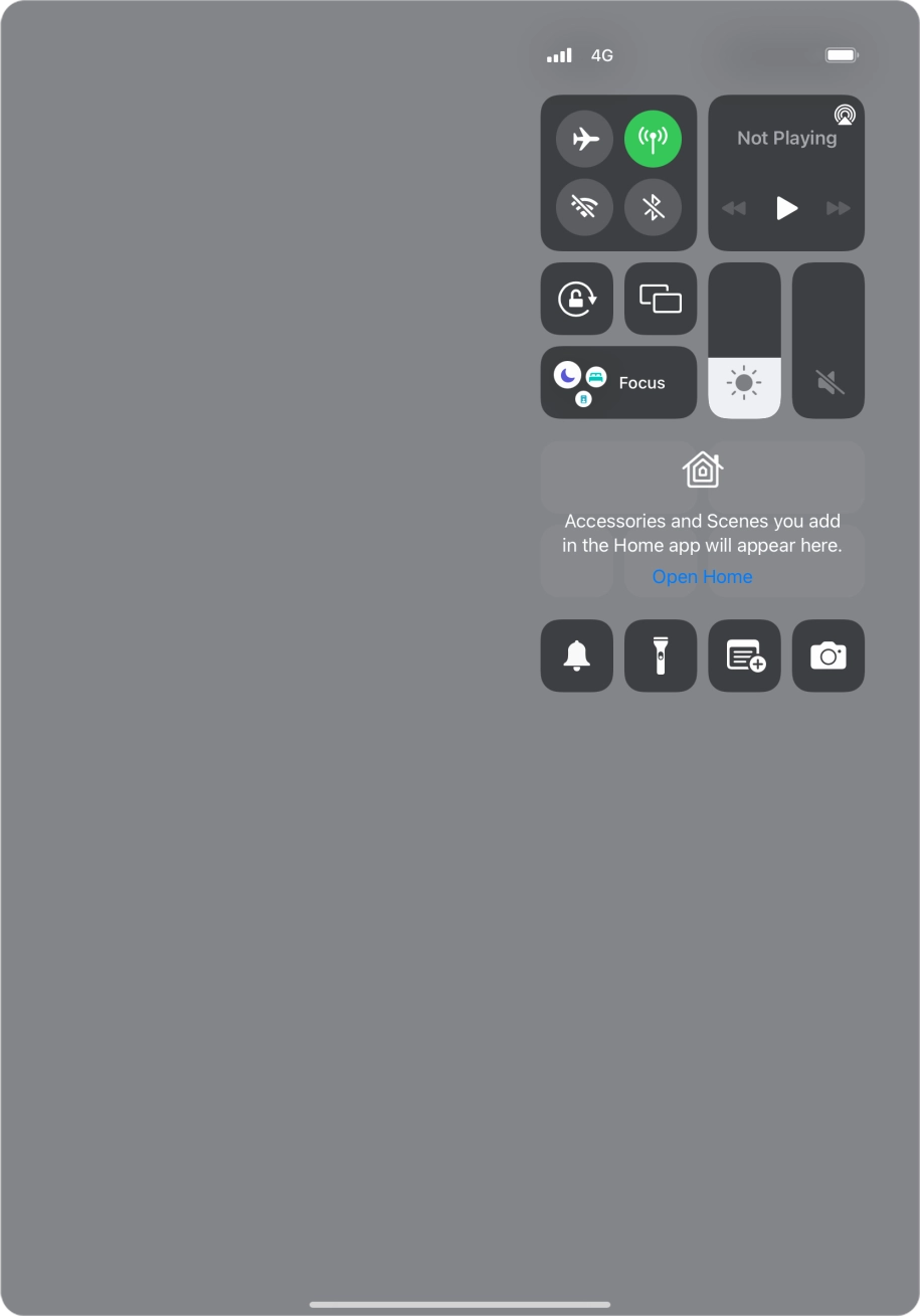 Press the flight mode icon to turn the function on or off. Press the flight mode icon to turn the function on or off.
