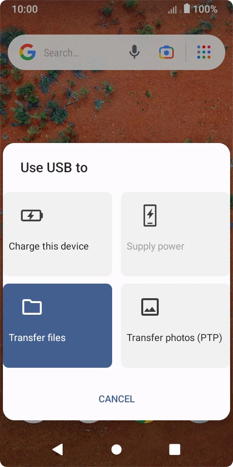 Press Transfer files. Press Transfer files.
