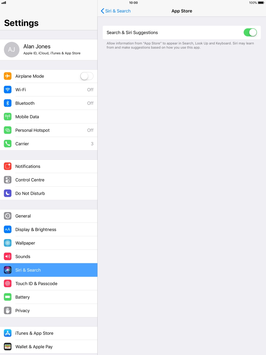 Press the indicator next to 