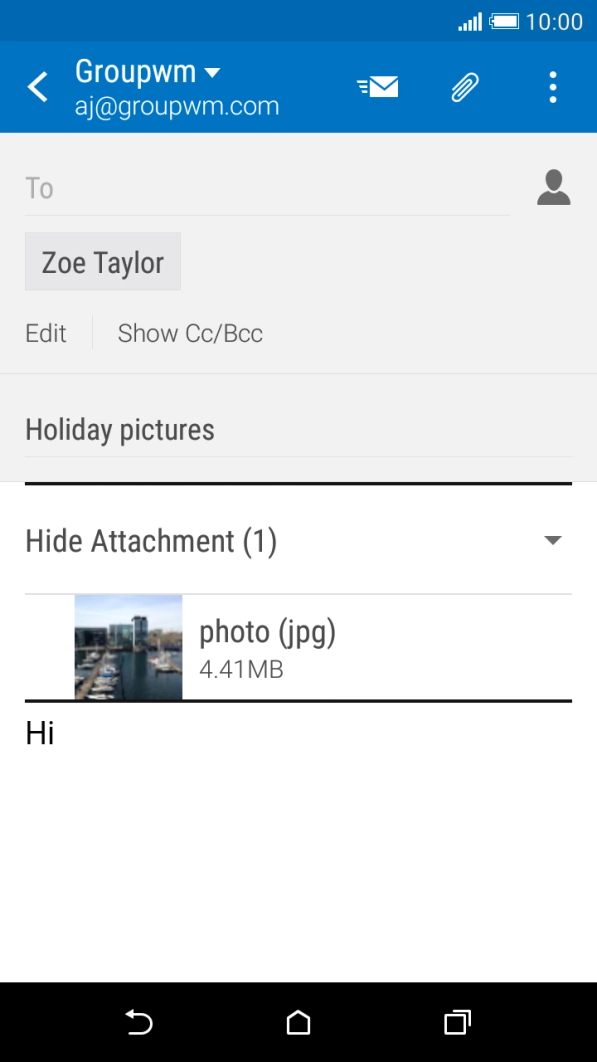 Press the send icon when you've finished your email. Press the send icon when you've finished your email.