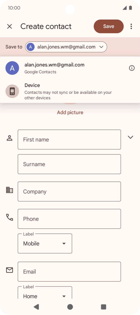 Press the required Google account. Press the required Google account.