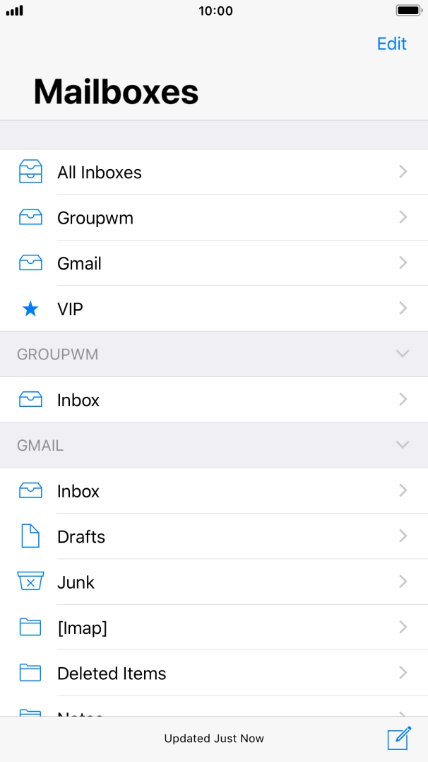 Press the required email account. Press the required email account.