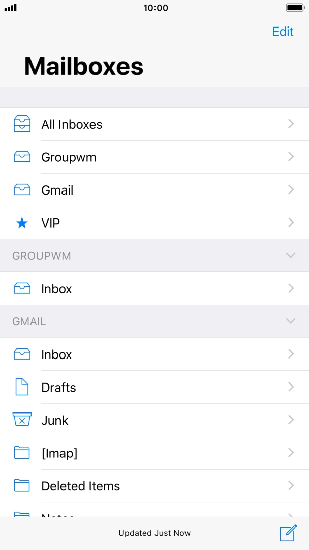 Press the required email account. Press the required email account.