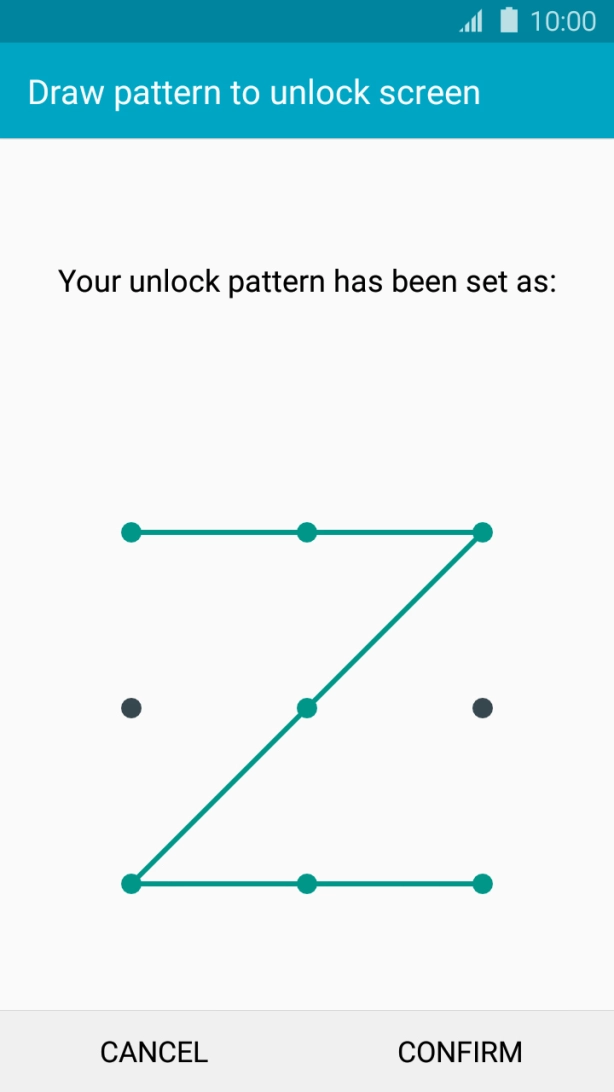 Repeat the selected phone lock code and press CONFIRM. Repeat the selected phone lock code and press CONFIRM.
