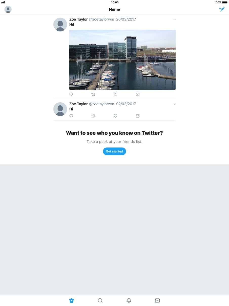 Press the new tweet icon. Press the new tweet icon.