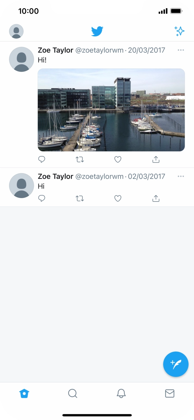 Press the new tweet icon. Press the new tweet icon.
