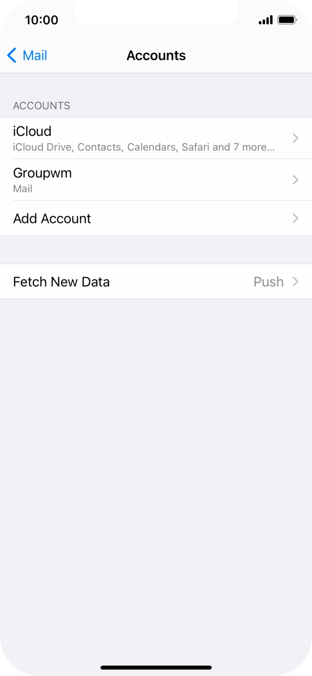 Press the name of the email account you've just set up. Press the name of the email account you've just set up.