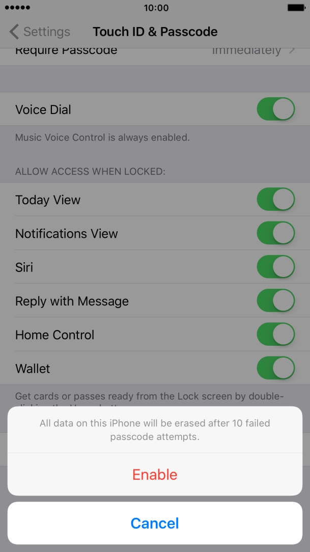 If you turn on the function, press Enable. If you turn on the function, press Enable.