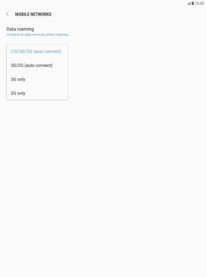 Press the required network mode. Press the required network mode.