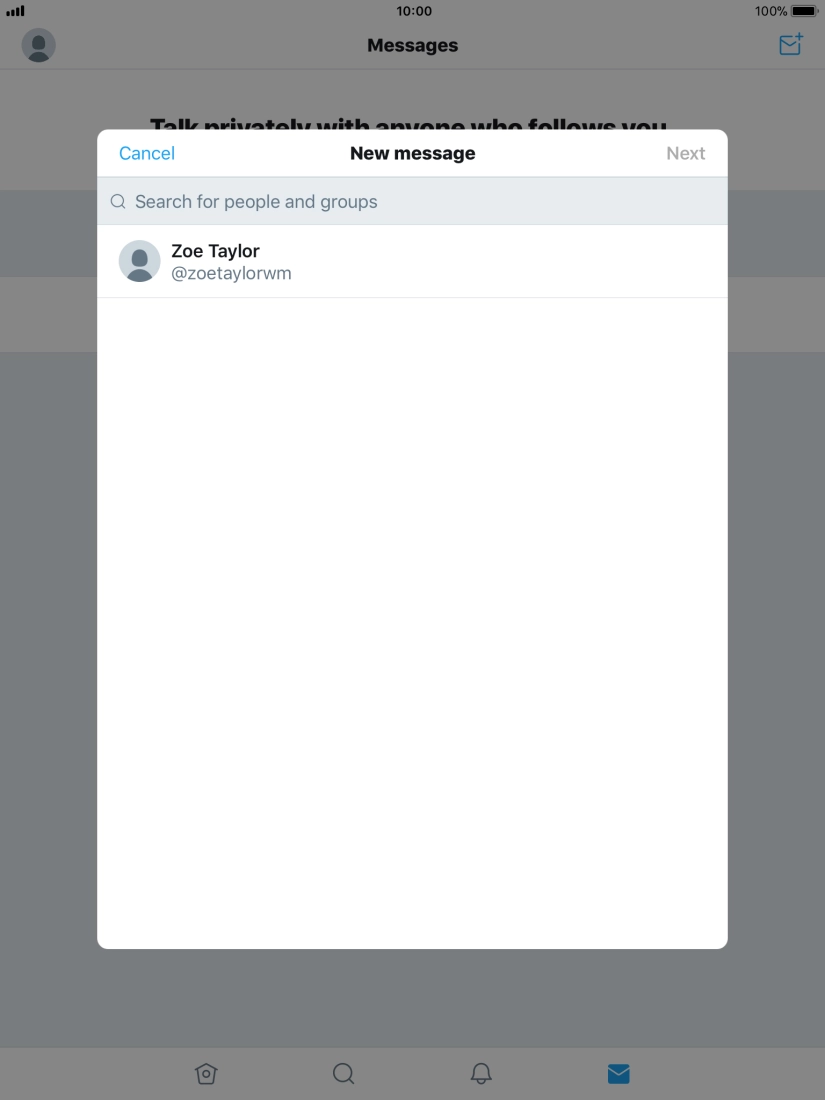 Press the search field and key in the first letters of the recipient's name. Press the search field and key in the first letters of the recipient's name.