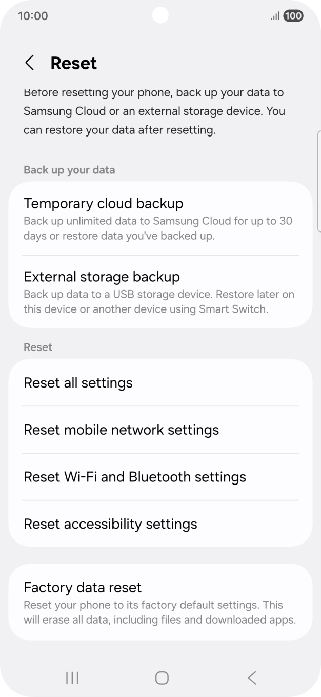 Press Reset mobile network settings. Press Reset mobile network settings.