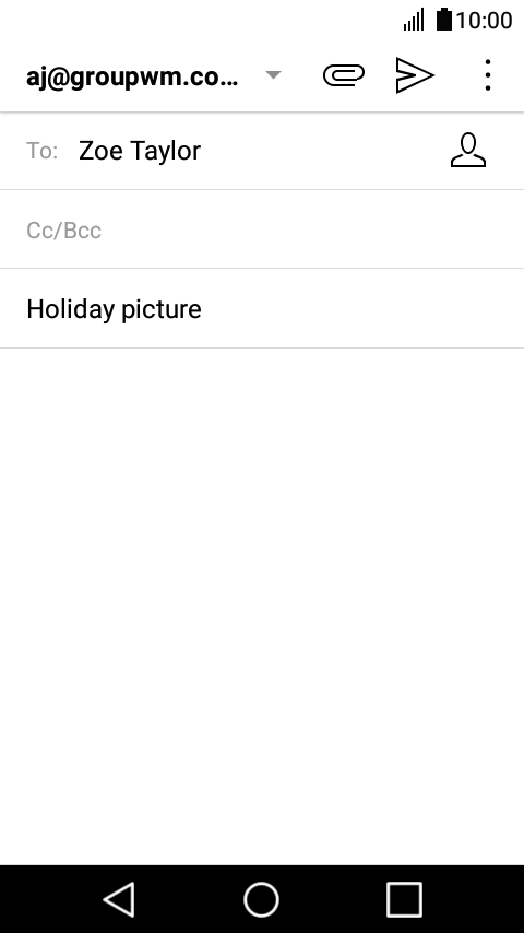 Press the text input field and write the text for your email.