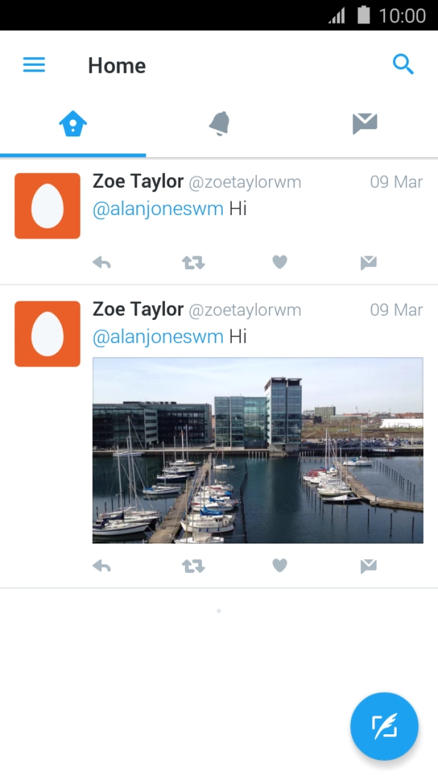Press the new tweet icon. Press the new tweet icon.