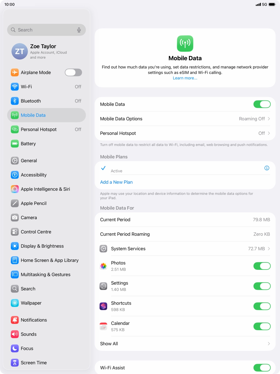 Press Mobile Data Options.