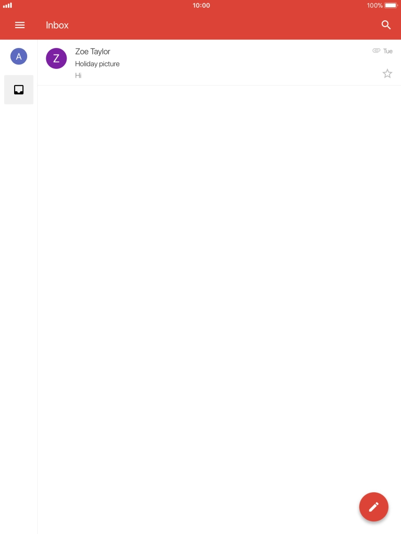 Press the new email icon. Press the new email icon.