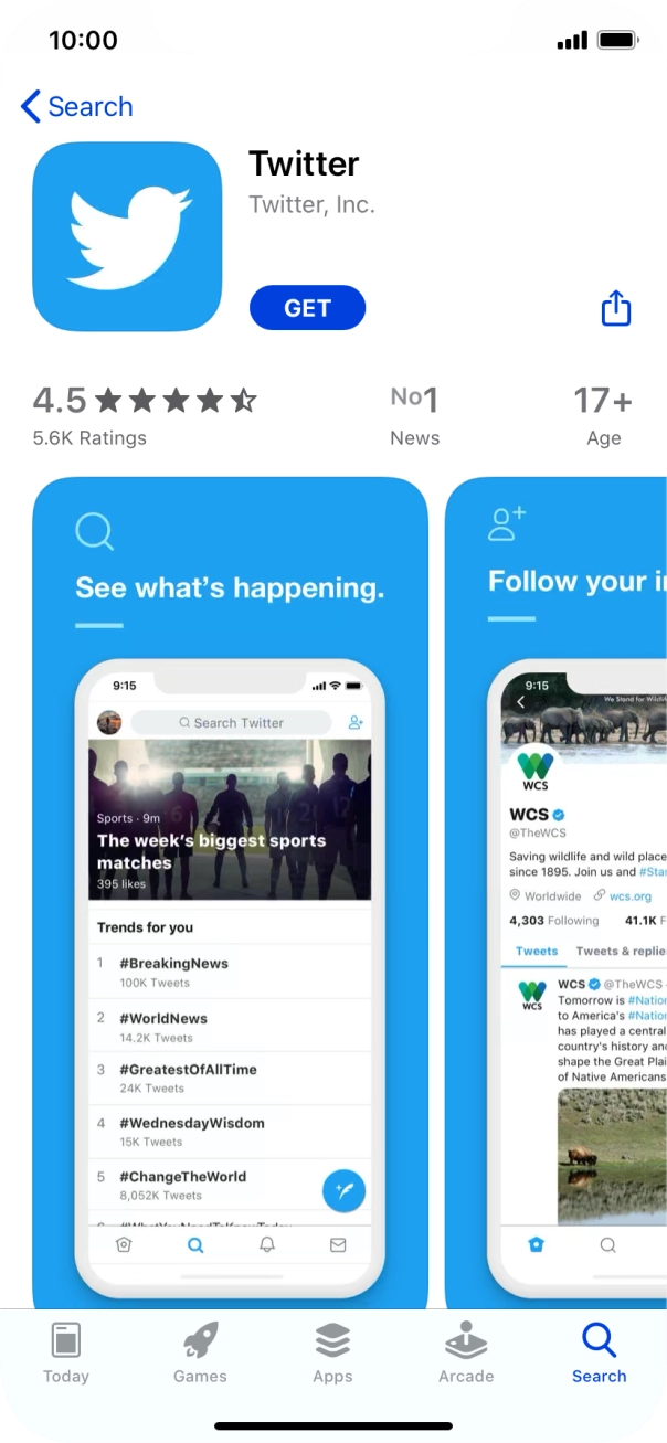 Press GET and follow the instructions on the screen to install the app.