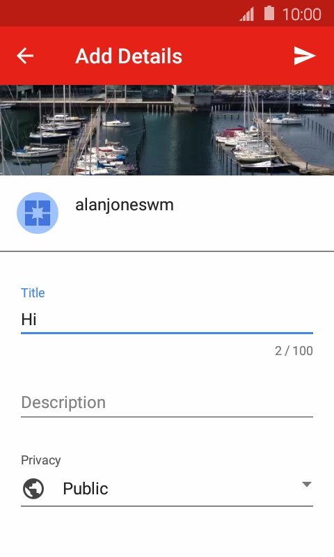 Key in the required text and press the upload icon.