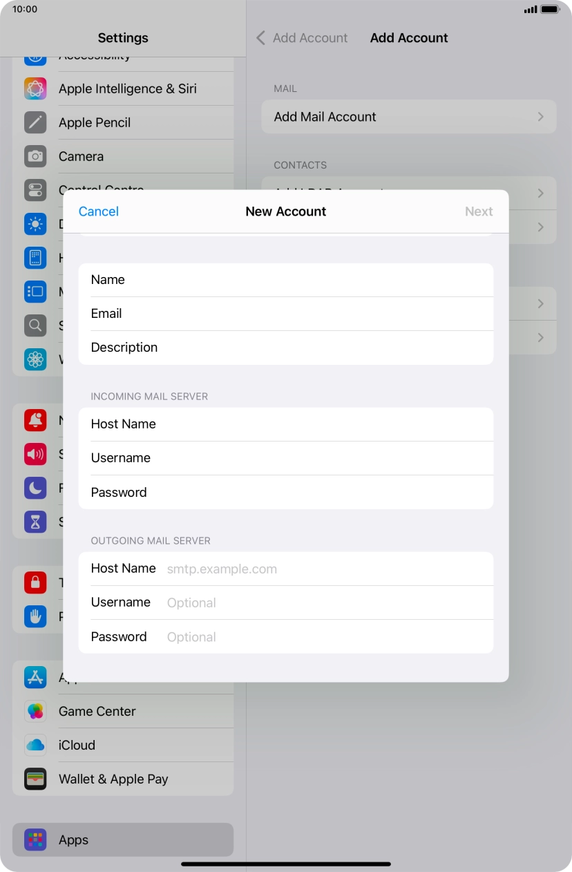 Press Host Name and key in smtp.telstra.com.