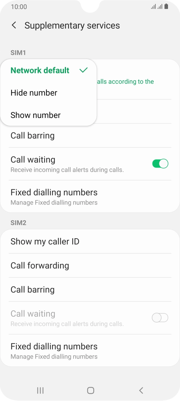 Press Show number to turn on caller identification.