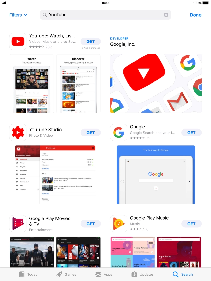 Press YouTube. Press YouTube.