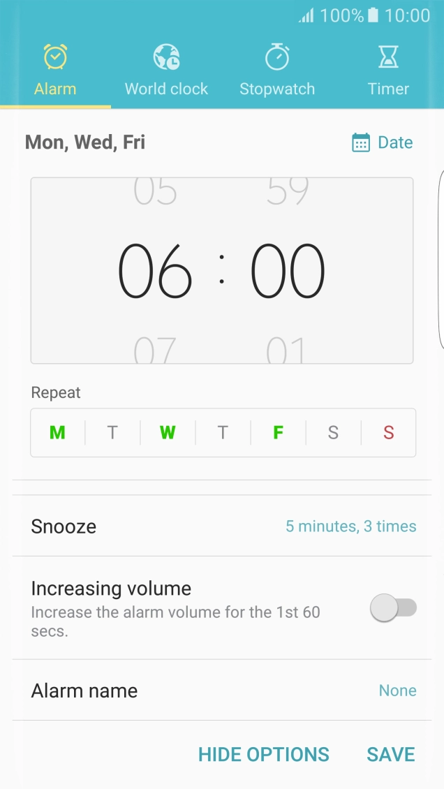 Press Alarm name.