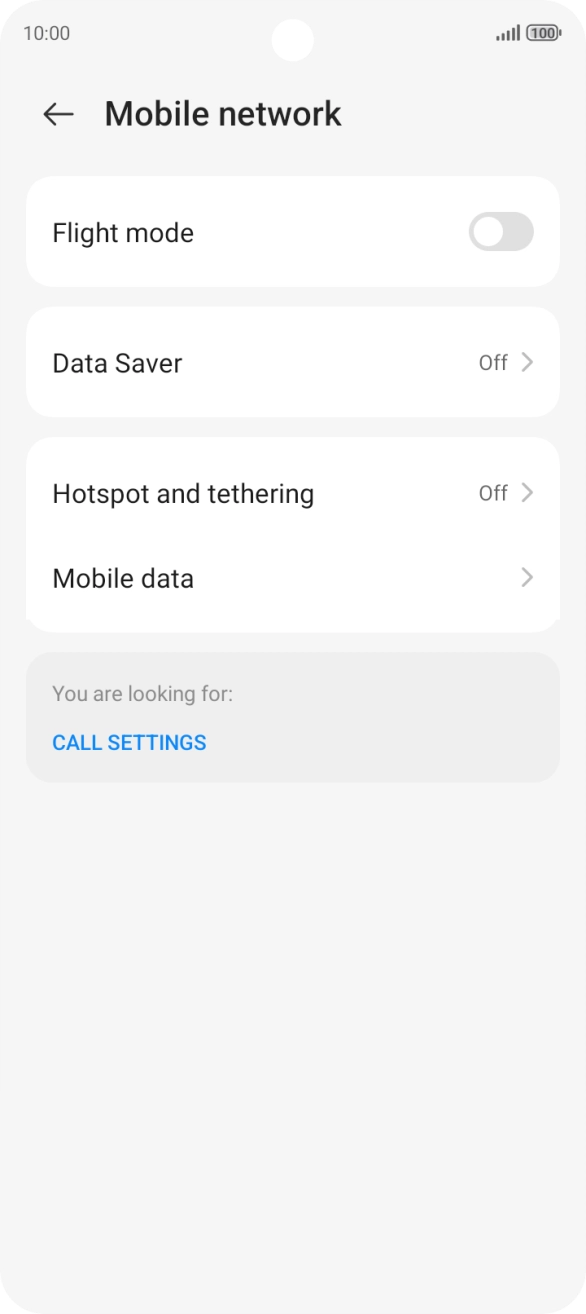 Press Mobile data.
