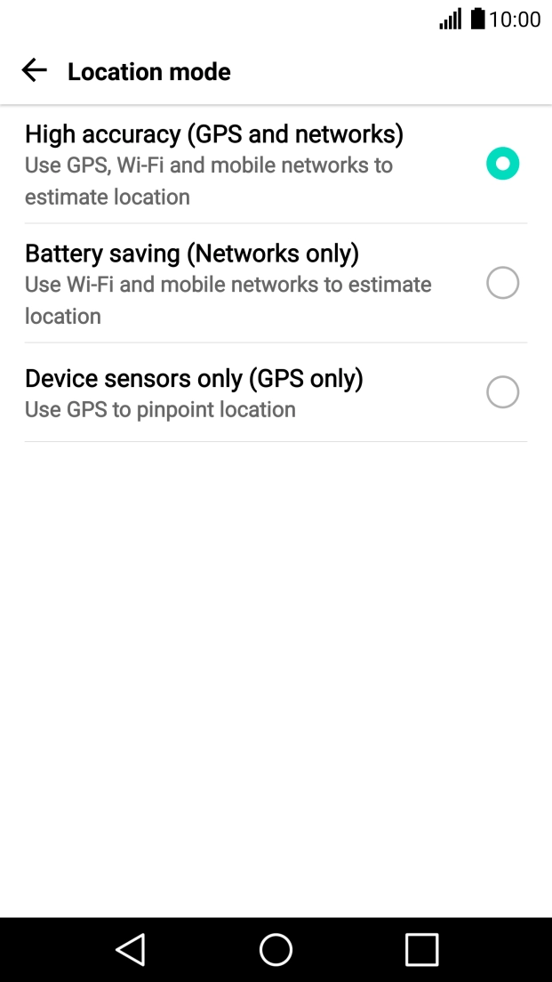 If you select High accuracy (GPS and networks), your phone can find your exact position using the GPS satellites, the mobile network and nearby Wi-Fi networks. Satellite-based GPS requires a clear view of the sky. If you select High accuracy (GPS and networks), your phone can find your exact position using the GPS satellites, the mobile network and nearby Wi-Fi networks. Satellite-based GPS requires a clear view of the sky.