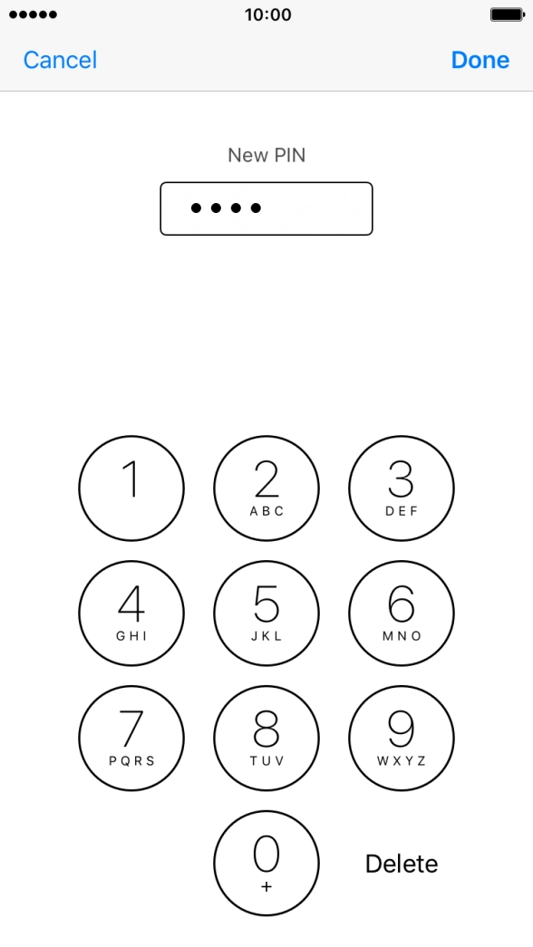 Key in a new four-digit PIN and press Done. Key in a new four-digit PIN and press Done.
