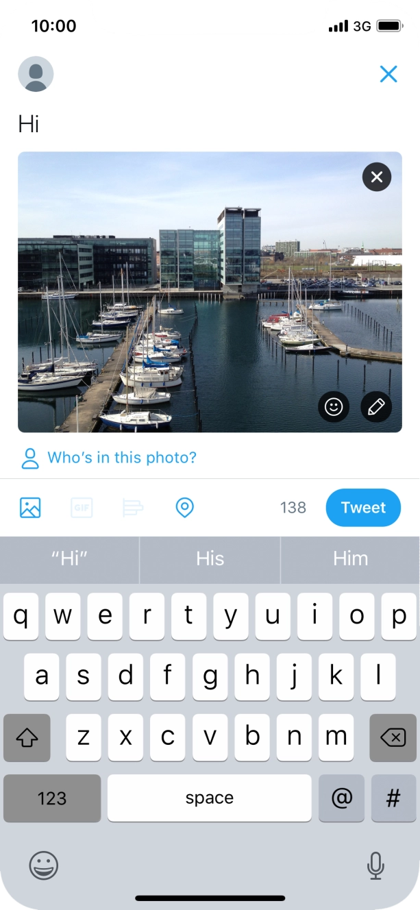 Write the required text and press Tweet. Write the required text and press Tweet.
