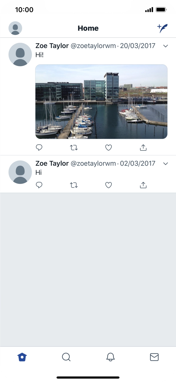 Press the new tweet icon. Press the new tweet icon.