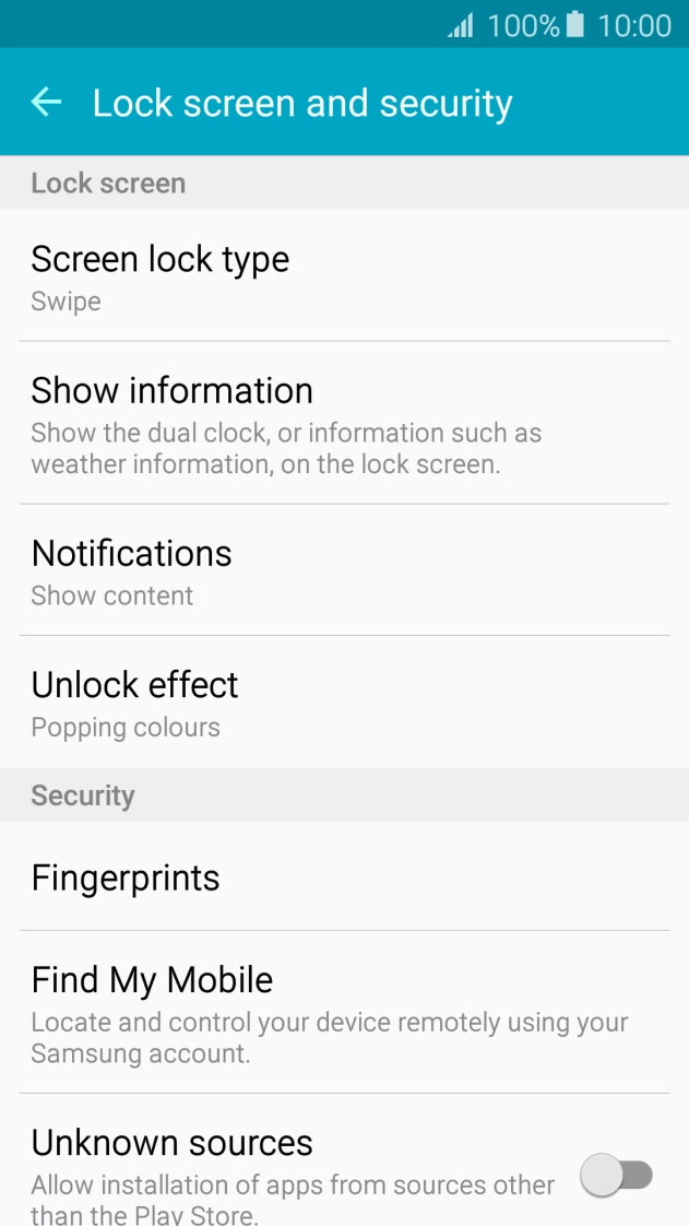 Press Screen lock type. Press Screen lock type.