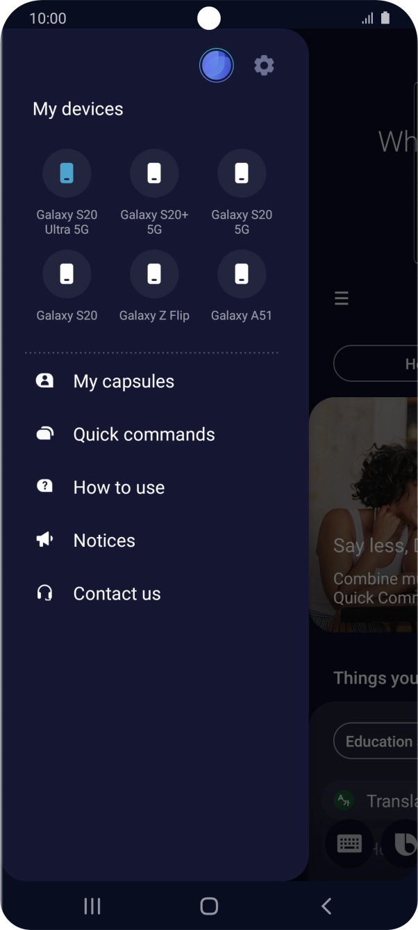 Press the settings icon. Press the settings icon.