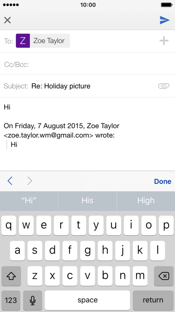 Press the send icon. Press the send icon.