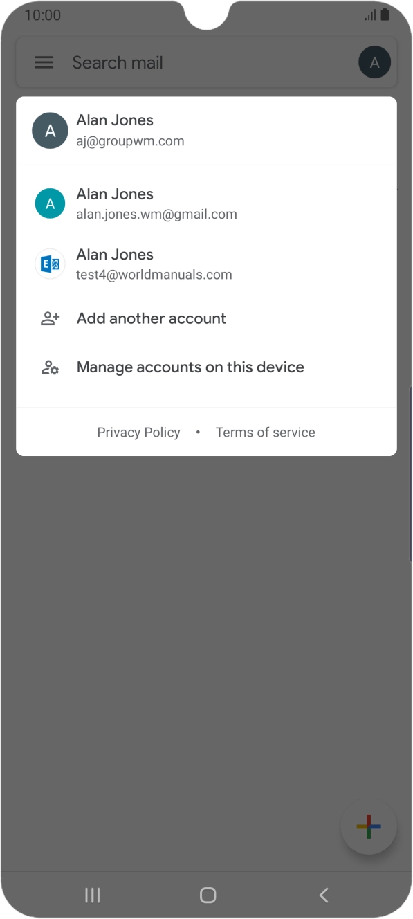 Press the required email account. Press the required email account.