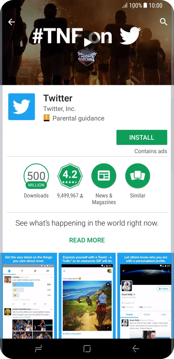 Press INSTALL and follow the instructions on the screen to install the app. Press INSTALL and follow the instructions on the screen to install the app.