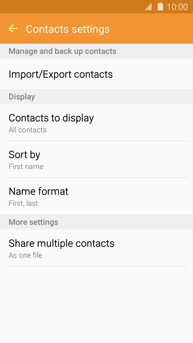 Press Import/Export contacts. Press Import/Export contacts.