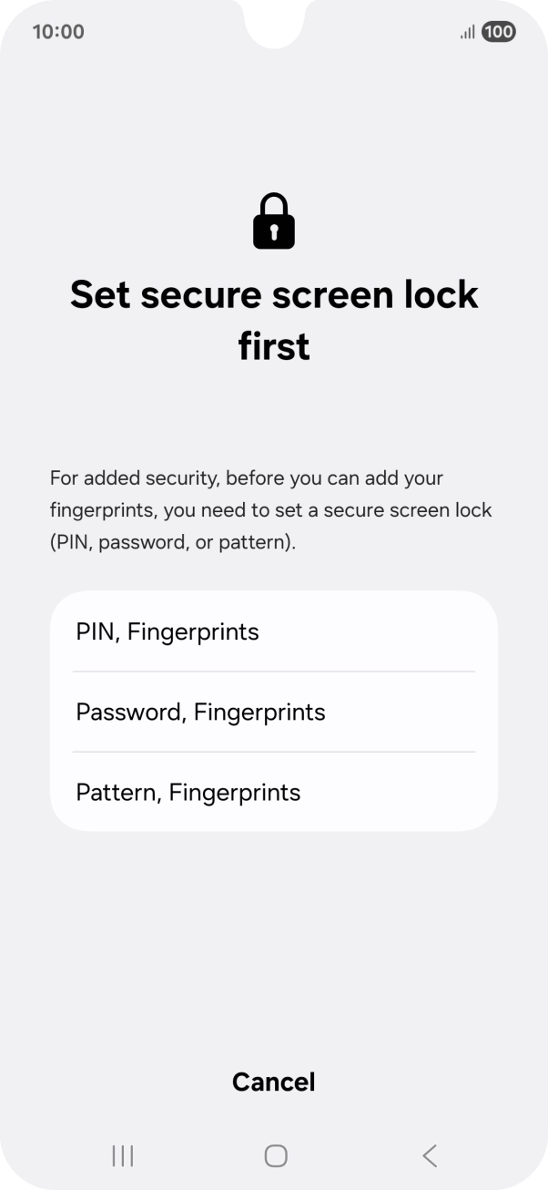 Press the required phone lock code and follow the instructions on the screen to create an additional phone lock code.